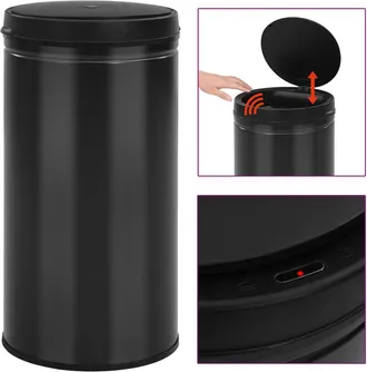 vidaXL Vidaxl - Cubo De Basura Con Sensor Autom&aacute;tico 60l Acero Al Carbono Negro