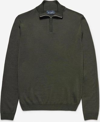 Oliver Sweeney Mens Oliver Sweeney Merino Wool Quarter Zip Jumper - Black - Size: 36