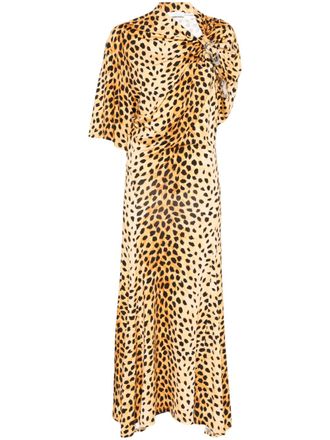 Paco Rabanne leopard-print maxi dress - women - Viscose/Elastane - 40 - Black