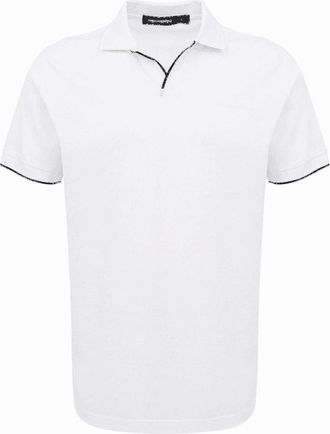 Karl Lagerfeld Mens Open Collar White Polo Shirt - Size: 36