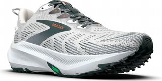 Brooks Mens Ghost Trail Running Shoes In White/grey/green