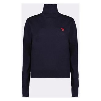 Ami Turtlenecks, female, Blue, Size: M Ami de Coeur Turtleneck