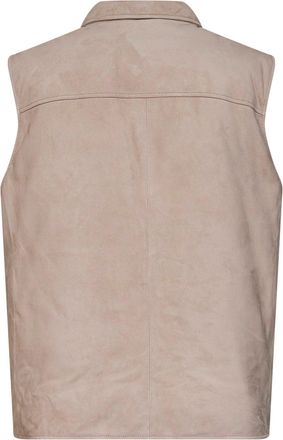 Brunello Cucinelli Mens Padded Vest Suede - Mud Calf Leather & Down Jackets