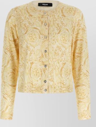 Versace barocco 92 floral knit crew cardigan