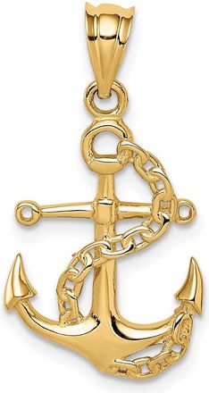 Diamond2Deal 14k Yellow Gold Polished Anchor & Chain Pendant