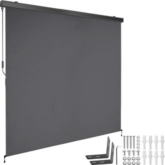 TecTake Toldo vertical con manivela, 2 soportes pared, 200x250 cm, negro