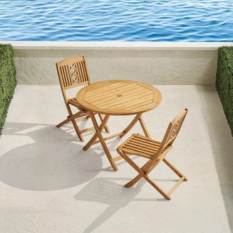 Frontgate Eden 3-pc. Teak Folding Bistro Set - Frontgate