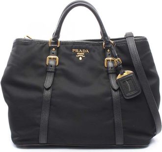 Prada Pre-owned Prada Vitello Daino Trimmed Tessuto Satchel Ladies A6ZE75M304JWJBAE