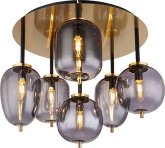 Globo Lighting Plaf&oacute;n - Blacky I - Lat&oacute;n Negro - Vidrio Vidrio Ahumado