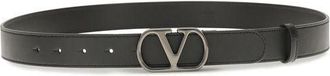 Valentino Garavani Mens Black Calf Leather Bos Taurus Regular Belt