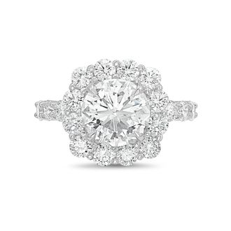 Diana M. Jewels Platinum 10.00cts Lab-Grown Round Diamond Halo Ring with Diamond Band