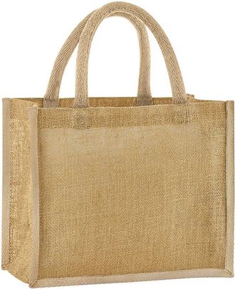 Westford Mill Natural Starched Jute Midi Tote Bag - Natural Tote bag - Bag for men & for women - One Size shopper bag, travel bag, gym bag