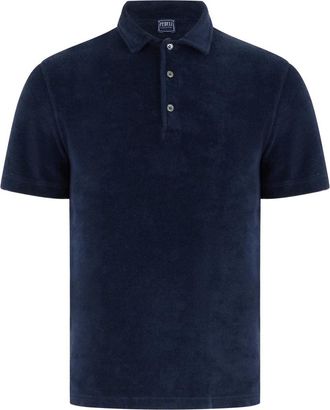 Fedeli Tops, Heren, Blauw, S, Katoen, Elegante polo met klassieke kraag