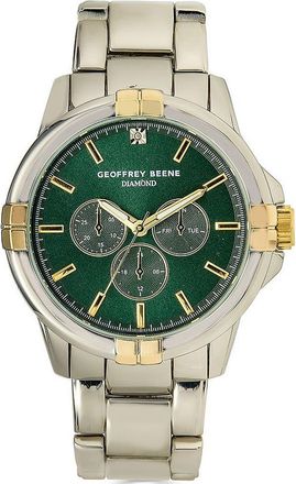 Geoffrey Beene Genuine Diamond Chronograph Bracelet Watch, 41mm - 0.001ct. in Silver at Nordstrom Rack