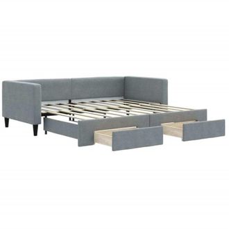 vidaXL Daybed with Trundle&Drawers without Mattress Light Grey 90x190 cm Single vidaXL