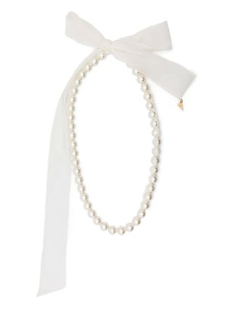 Forte_Forte pearl ribbon necklace - White