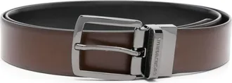 Emporio Armani burnished-finish leather belt - men - Calf Leather - One Size - Brown