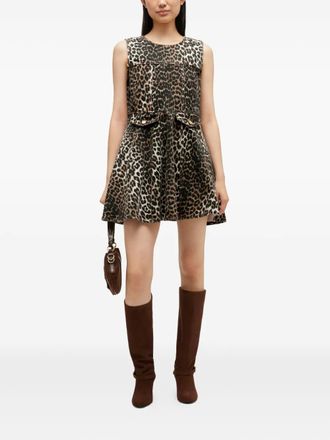 Ganni pocket leopard-print mini dress - women - Fabric - 36 - Brown