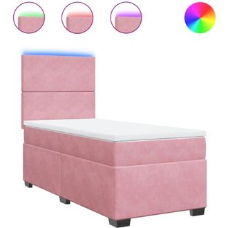 vidaXL Vidaxl - Cama Box Spring Con Colch&oacute;n Terciopelo Rosa 90x190 Cm