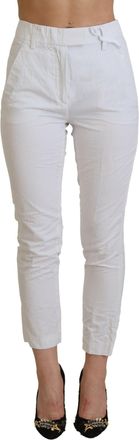 Dondup White High Waist Tapered Women Womens Pants