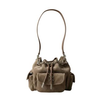 Off-white Bucket Bags, female, Brown, Size: ONE SIZE Dumbo.B Suede Bucket Bag