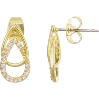 Adornia 14K Gold Plated Cubic Zirconia Interlocking Teardrop Stud Earrings at Nordstrom Rack