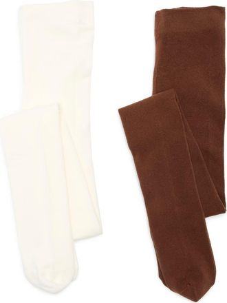 Nordstrom Rack 2-Pack Sweater Knit Tights in Chocolate Off White at Nordstrom Rack, Size Large/x-Large