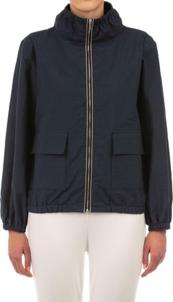 Le Tricot Perugia Blue Cropped Casual Cotton Jacket