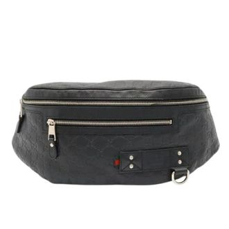 Gucci Pre-owned Vintage Pouch Sling Bag - Heren - Vintage Heuptassen - Zwart - ONE Size - Leer - Vintage