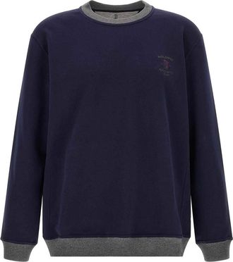 Brunello Cucinelli Blue Cotton Crew-Neck Sweatshirt