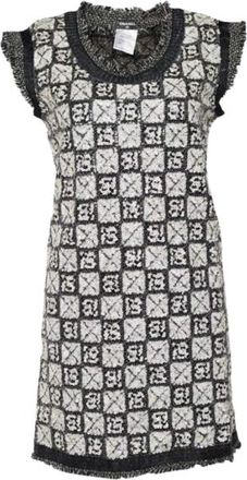 Chanel Black and White Sequin Embellished Dress Size L