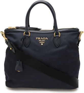 Prada Navy Nylon Handbag Shoulder Bag Tote Bag (Pre-Owned)