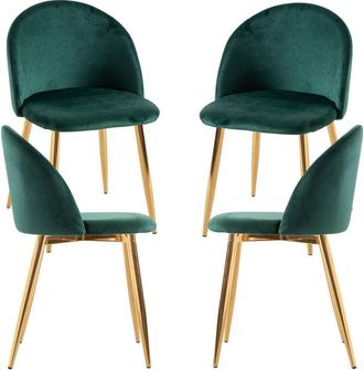 Regalos Miguel Packs Sillas Comedor - Pack 4 Sillas Vint Terciopelo Golden - Verde