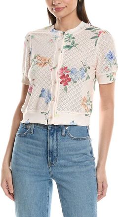Ellen Tracy Printed Pointelle Button Front Shirt