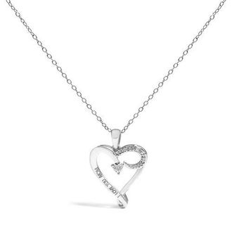 House of Brilliance Silver Diamond Accent I LOVE YOU MOM Heart Pendant Necklace in White at Nordstrom