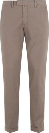 BRIGLIA 1949 Pantalone Ventre Piatto Raso Cotone - Heren - Slim Fit Broeken - Bruin - W47 - Katoen - Broeken