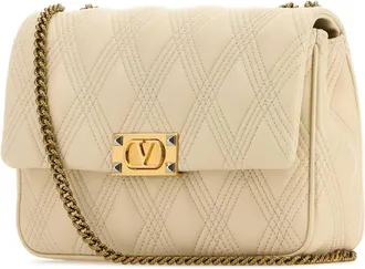 Valentino Garavani Womens Ivory Nappa Leather Large Quiltie 67 Shoulder Bag Butterwhite Borse A Tracolla