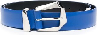 Alberta Ferretti geometric-buckle leather belt - women - Calf Leather - S - Blue