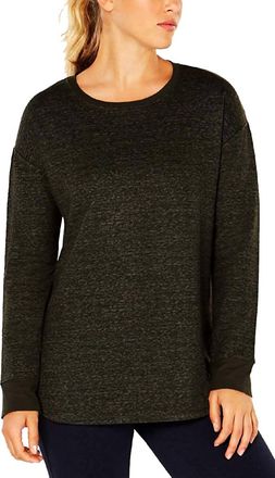 32 Degrees Womens Activewear Fleece Athleisure T-Shirt In Dark Moss Green