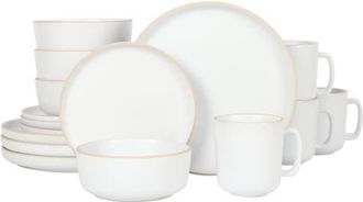 Gibson Home Zuma 16-Piece Matte Stoneware Dinnerware Set in White at Nordstrom