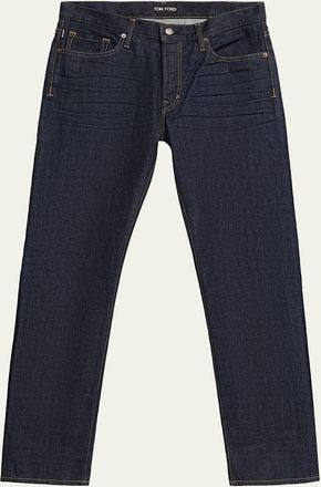 Tom Ford Mens Dark Rinse Selvedge Straight-Fit Jeans
