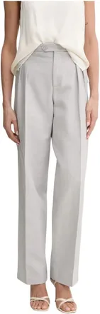 Twinset Diagonale Katoen-Linnen Broek - Dames - Broeken - Grijs - Maat: M Katoen