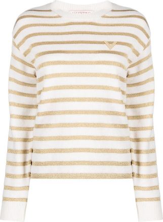 Valentino Garavani Striped Logo-Plaque Jumper