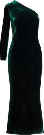 Ralph Lauren Velvet One Shoulder Dress - Dames - Avondkleed - Groen - XS - Kleedjes