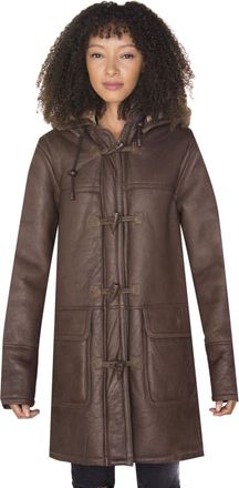 Infinity Leather Hooded Sheepskin Leather Duffle Coat-Charlotte
