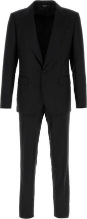 Dolce & Gabbana Elegant Zwart Wollen Pak - Heren - Business pakken - Zwart - S - Wol - Kostuums