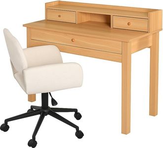 Urban Meuble Juego de escritorio de madera con cajones y silla giratoria