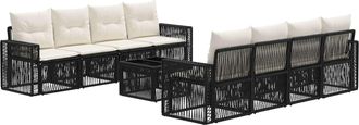 vidaXL Conjunto De Sof&aacute;s De Jard&iacute;n 9 Uds. Negro Rat&aacute;n Sint&eacute;tico Vidaxl