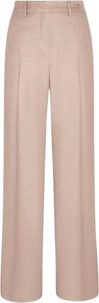 Kiton Beige Zijden Broek Napolitaanse Stijl - Dames - Wijde Broeken - Bruin - M - Wol - Broeken