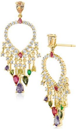 Kenneth Jay Lane Mixed CZ Front-Facing Teardrop Chandelier Earrings in Multi at Nordstrom Rack